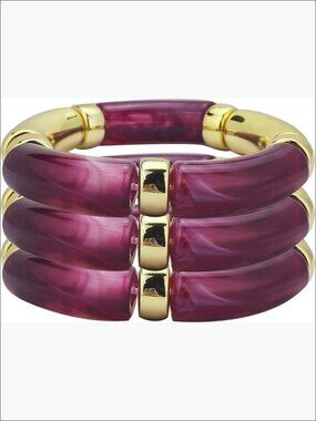 Chunky Acrylic Bamboo Bracelets Set, Stackable Stretch Bracelets for Women